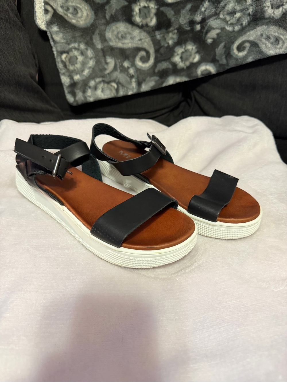 MIA Black and Brown Platform Ankle-Strap Sandals